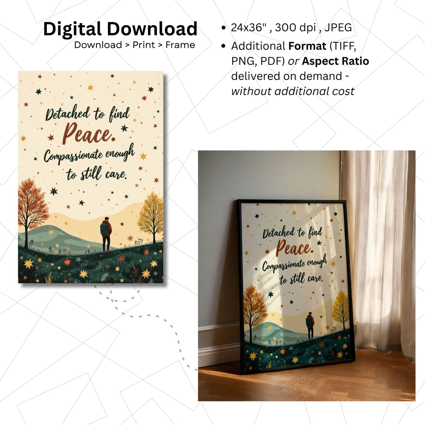 Self Care Quote Wall Art with FREE 2026 CALENDAR | Printable Reminder Art | Digital Download | Cozy Home Decor