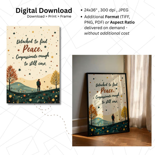 Self Care Quote Wall Art with FREE 2026 CALENDAR | Printable Reminder Art | Digital Download | Cozy Home Decor