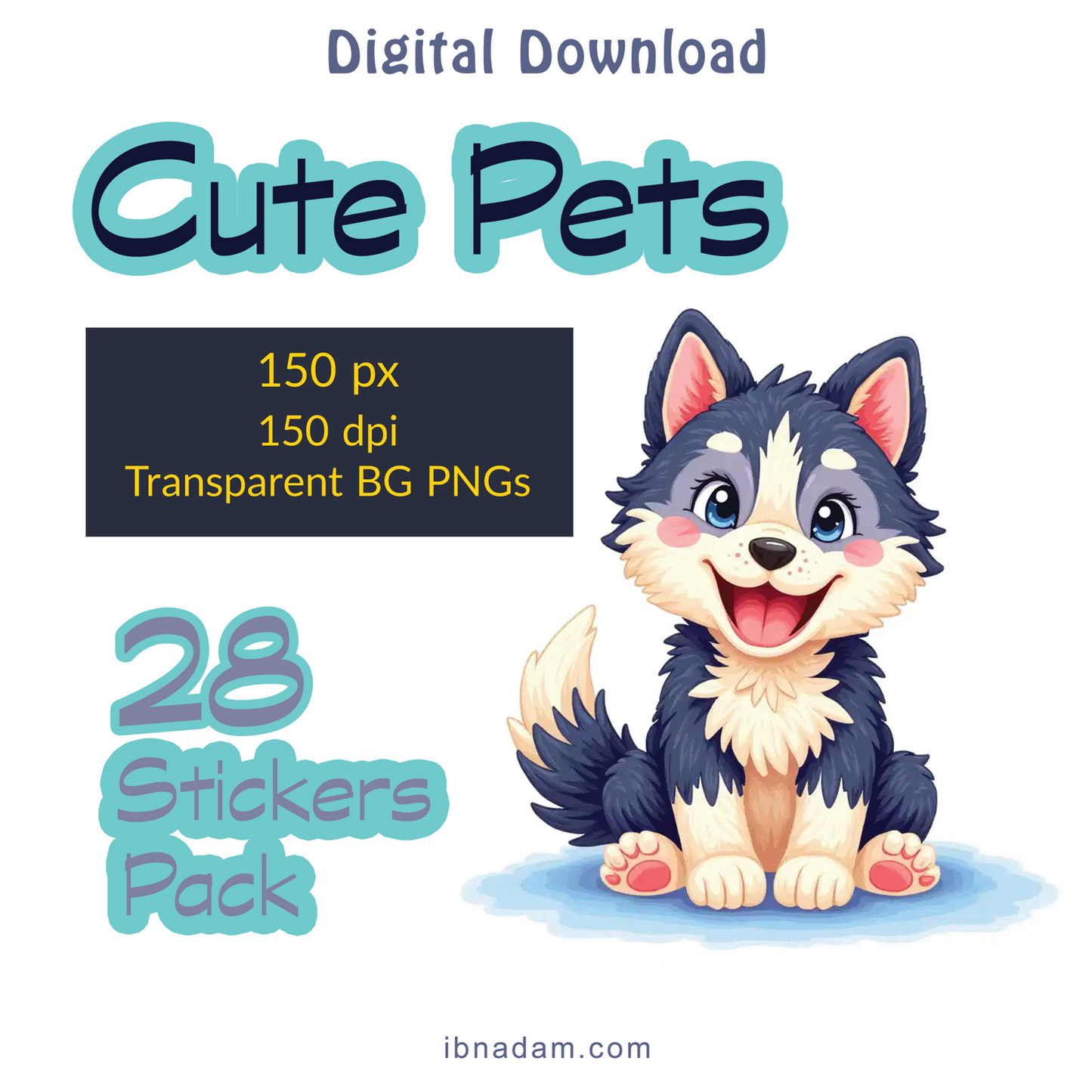 Cute Puppies PNG Sticker Pack | 28 Clipart + Puppies 2026 Calendar | Printable Dog Art Download