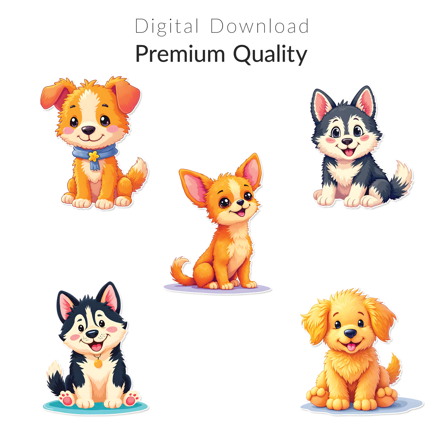 Cute Puppies PNG Sticker Pack | 28 Clipart + Puppies 2026 Calendar | Printable Dog Art Download