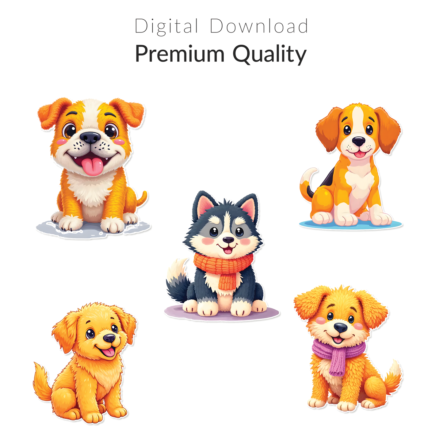 Cute Puppies PNG Sticker Pack | 28 Clipart + Puppies 2026 Calendar | Printable Dog Art Download