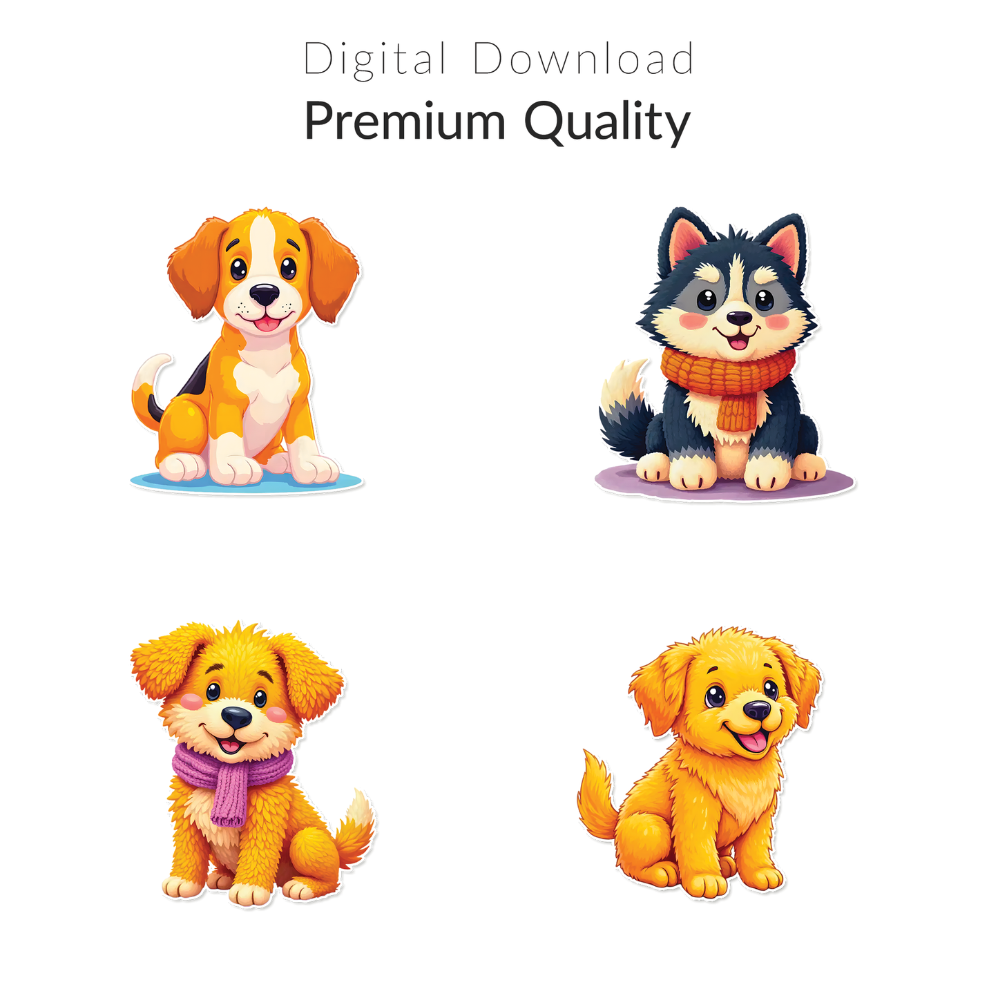 Cute Puppies PNG Sticker Pack | 28 Clipart + Puppies 2026 Calendar | Printable Dog Art Download