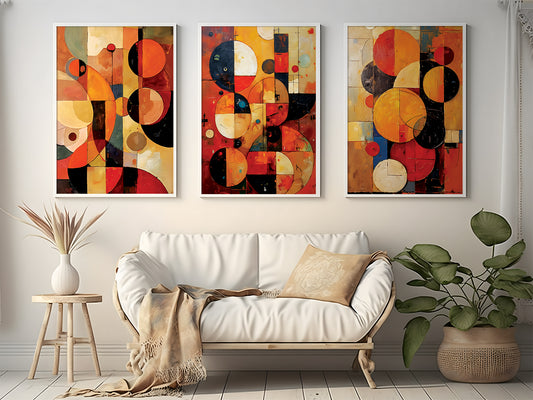 Boho Abstract Art Triptych Oil Painting Set (Digital Download)