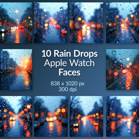 Watch Faces Digital Download | Raindrops on Window Backgrounds | Aesthetic Watch Wallpapers Pack