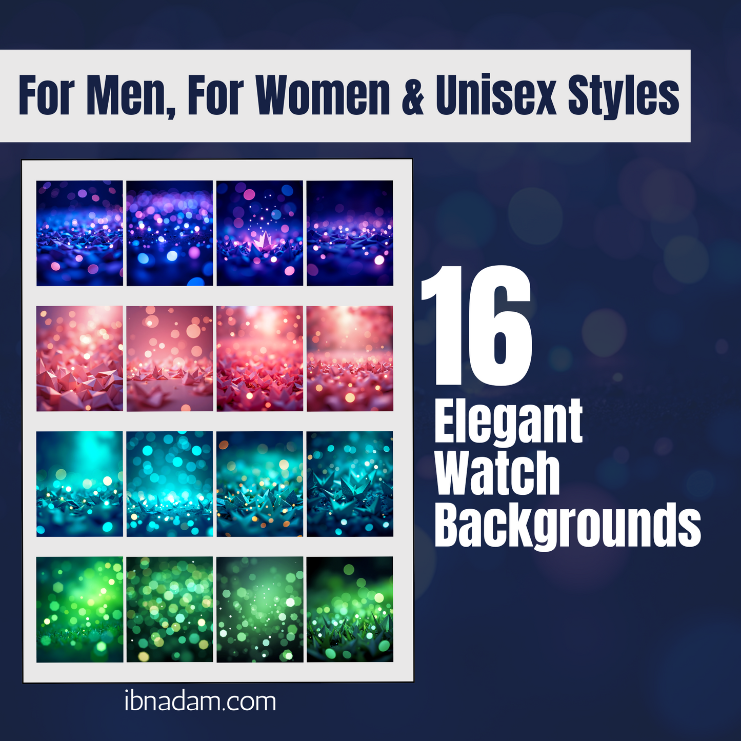 Smartwatch Wallpapers Digital | 16 Bokeh Backgrounds | Apple Watch & Android Watch Faces | Instant Download