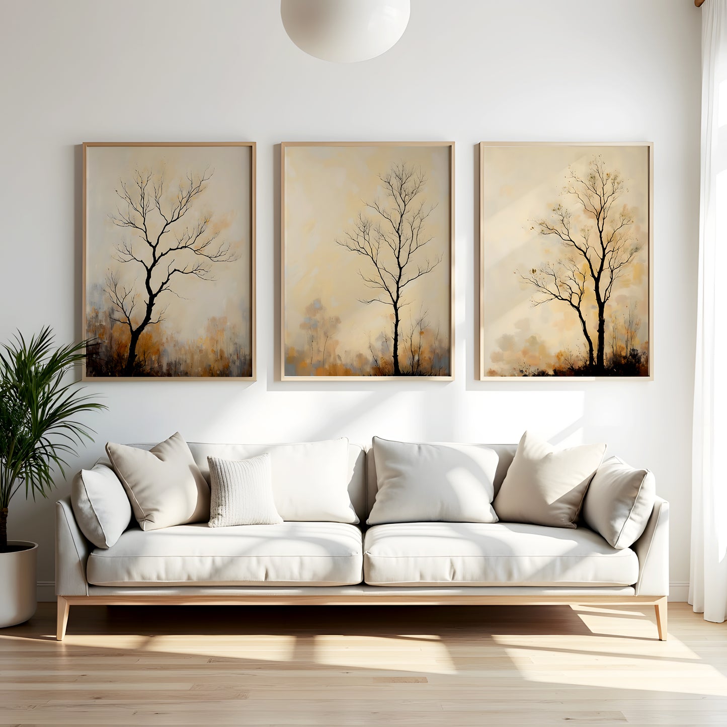 Fall Tree Painting Triptych Oil Painting Set (Digital Download)