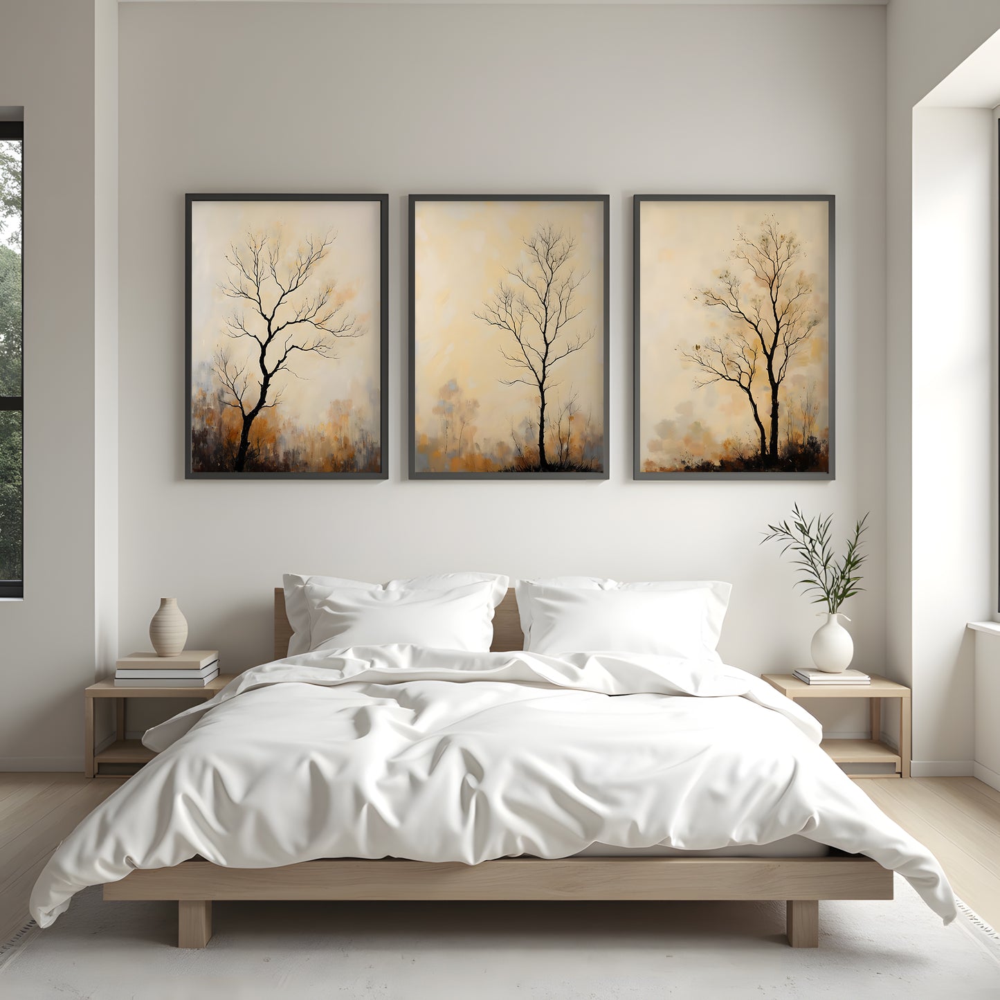 Fall Tree Painting Triptych Oil Painting Set (Digital Download)