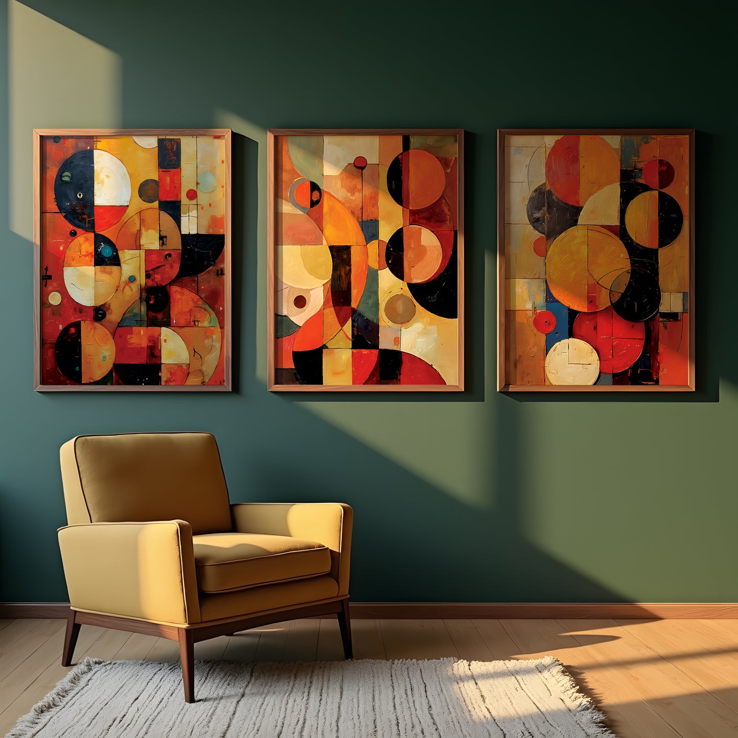 Boho Abstract Art Triptych Oil Painting Set (Digital Download)
