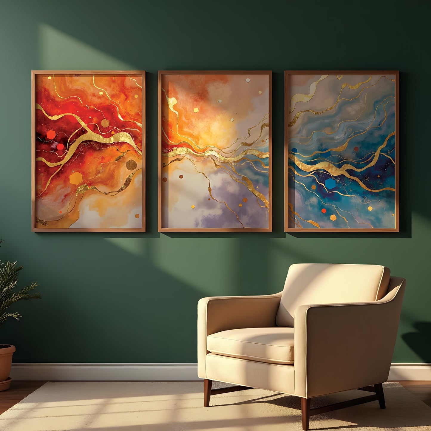 Buy 1 Get 1 FREE Triptych: Resin Splash Triptych | FREE Moon-Light Triptych Included | Digital Download