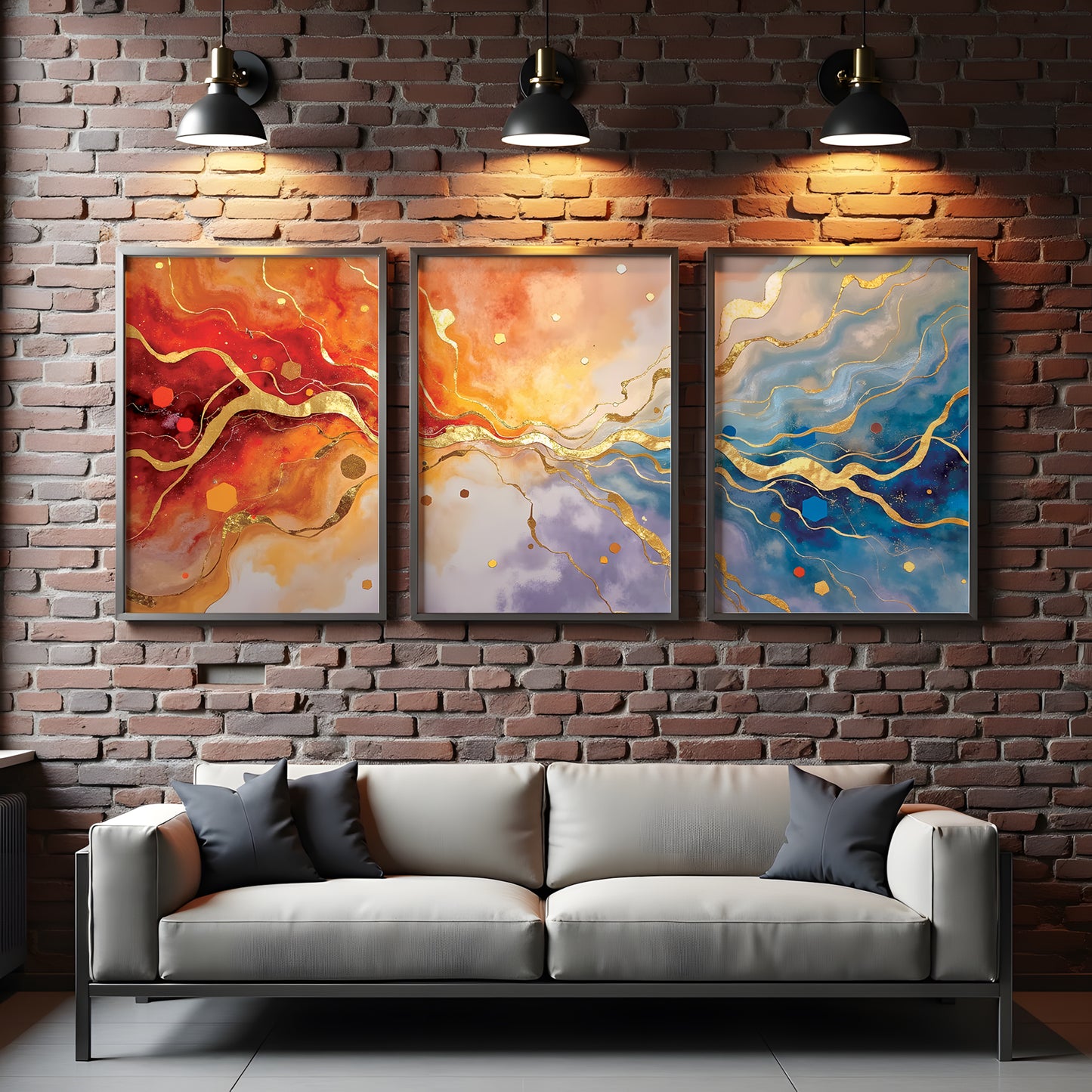 Buy 1 Get 1 FREE Triptych: Resin Splash Triptych | FREE Moon-Light Triptych Included | Digital Download