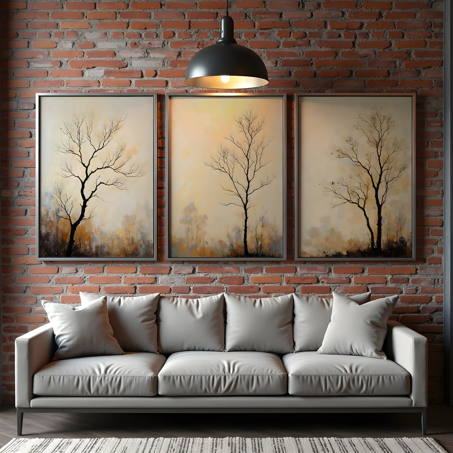 Fall Tree Painting Triptych Oil Painting Set (Digital Download)