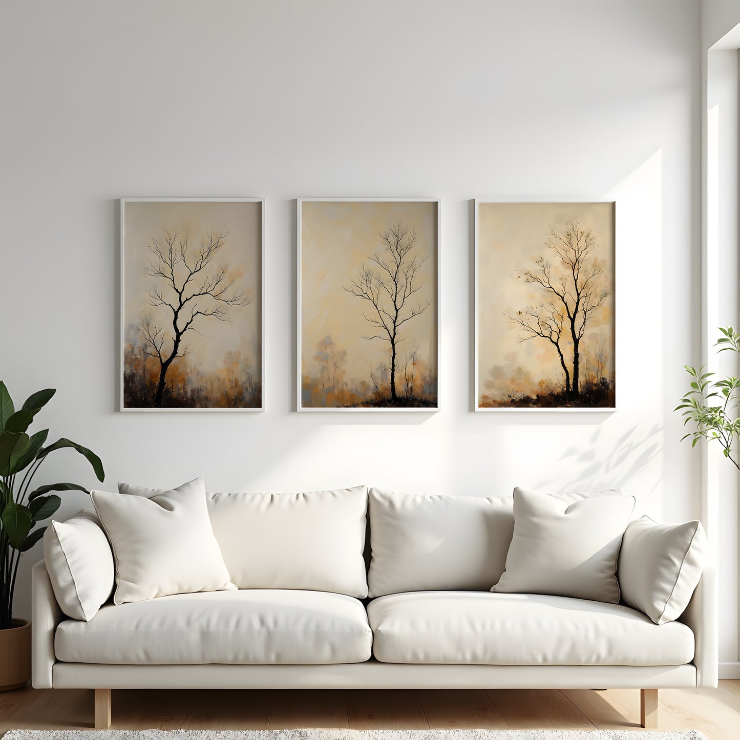 Fall Tree Painting Triptych Oil Painting Set (Digital Download)