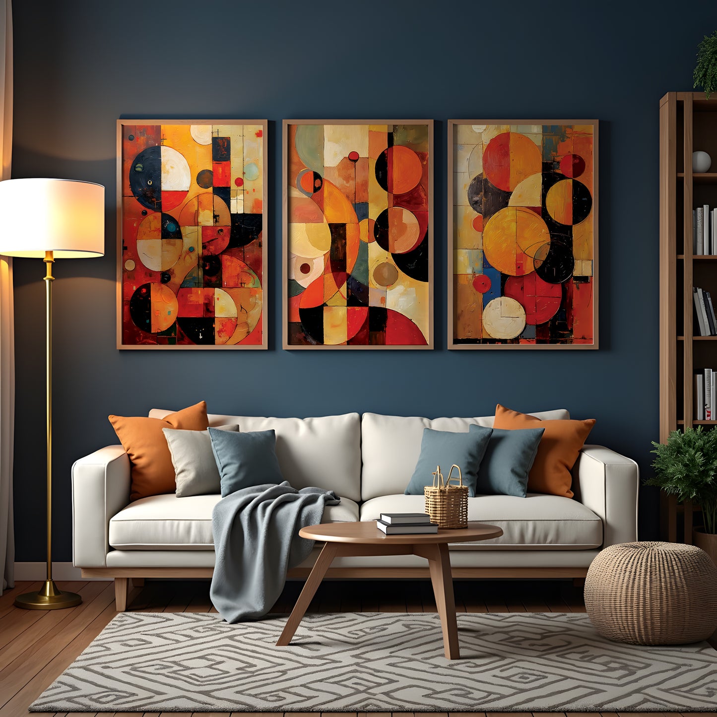 Boho Abstract Art Triptych Oil Painting Set (Digital Download)