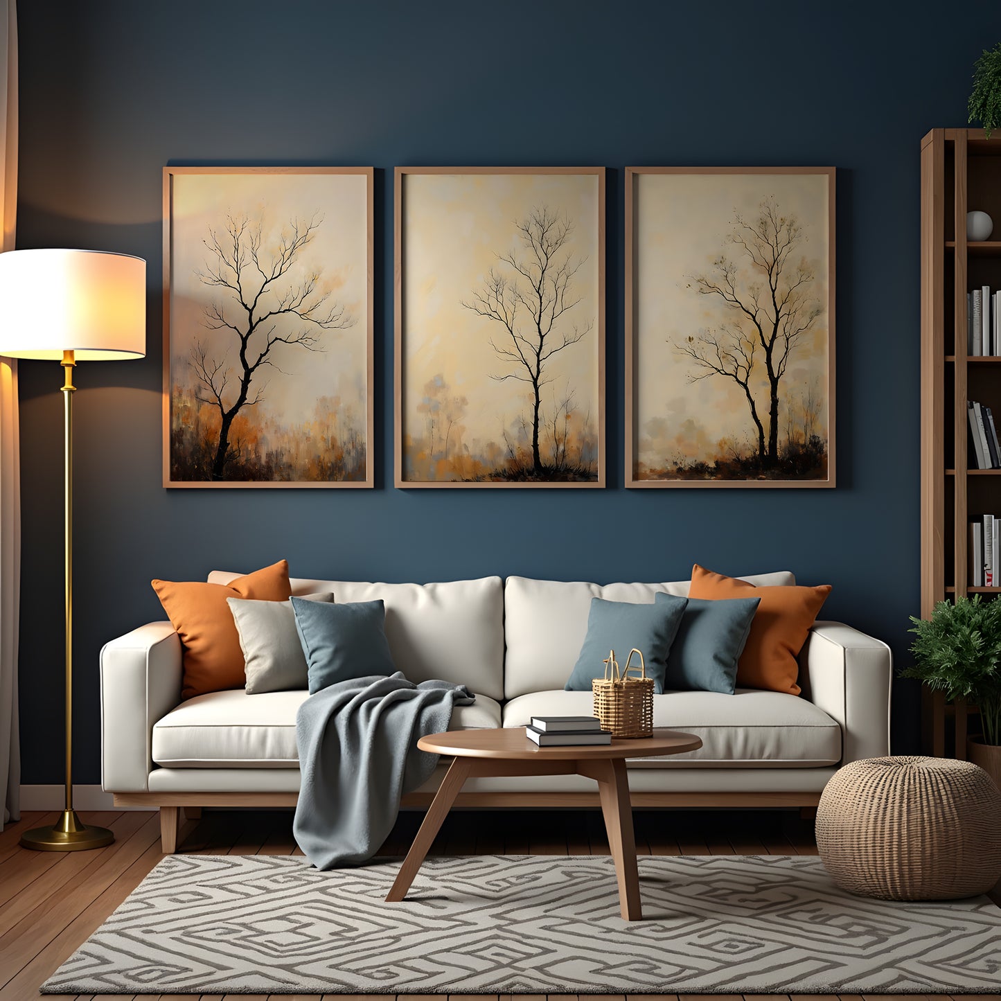 Fall Tree Painting Triptych Oil Painting Set (Digital Download)