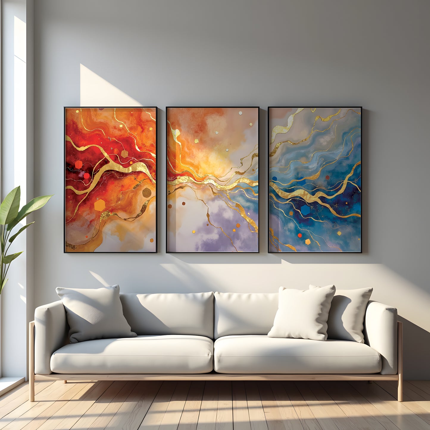 Buy 1 Get 1 FREE Triptych: Resin Splash Triptych | FREE Moon-Light Triptych Included | Digital Download