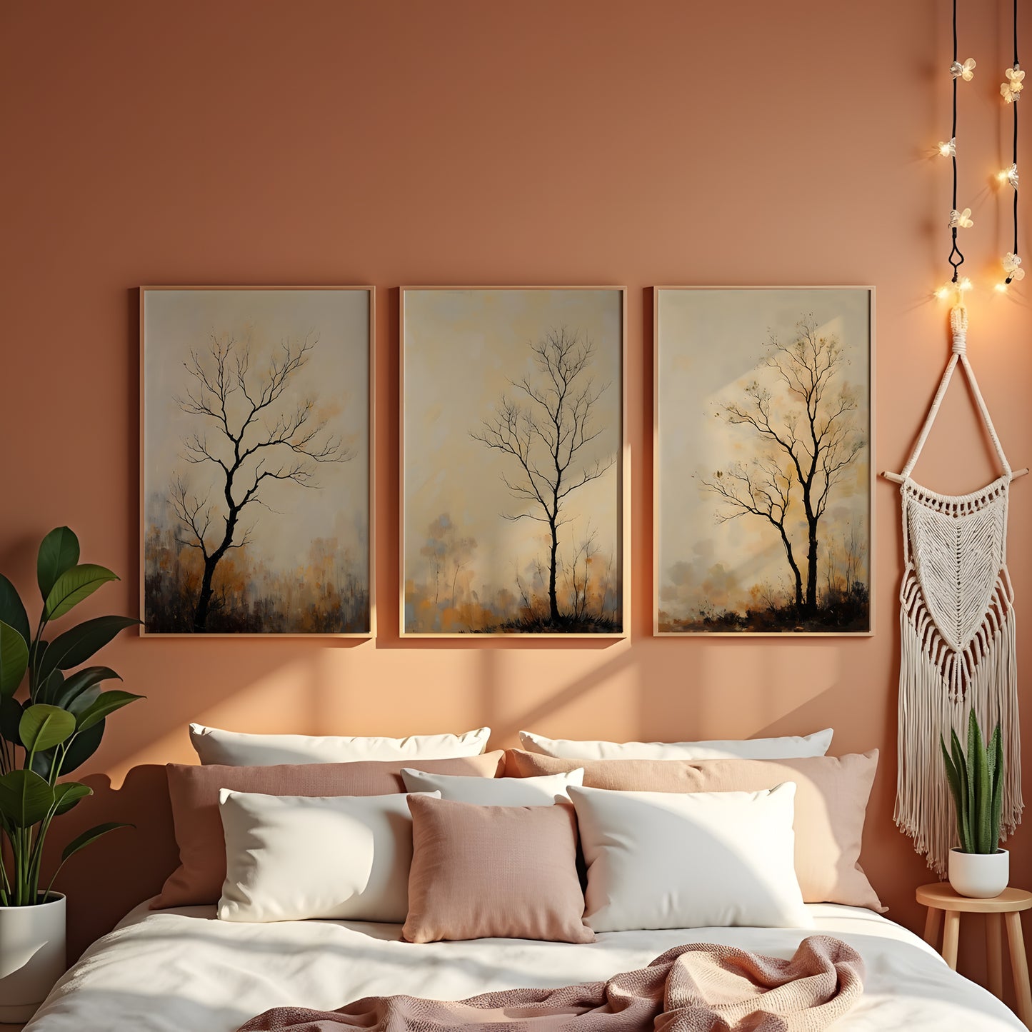 Fall Tree Painting Triptych Oil Painting Set (Digital Download)