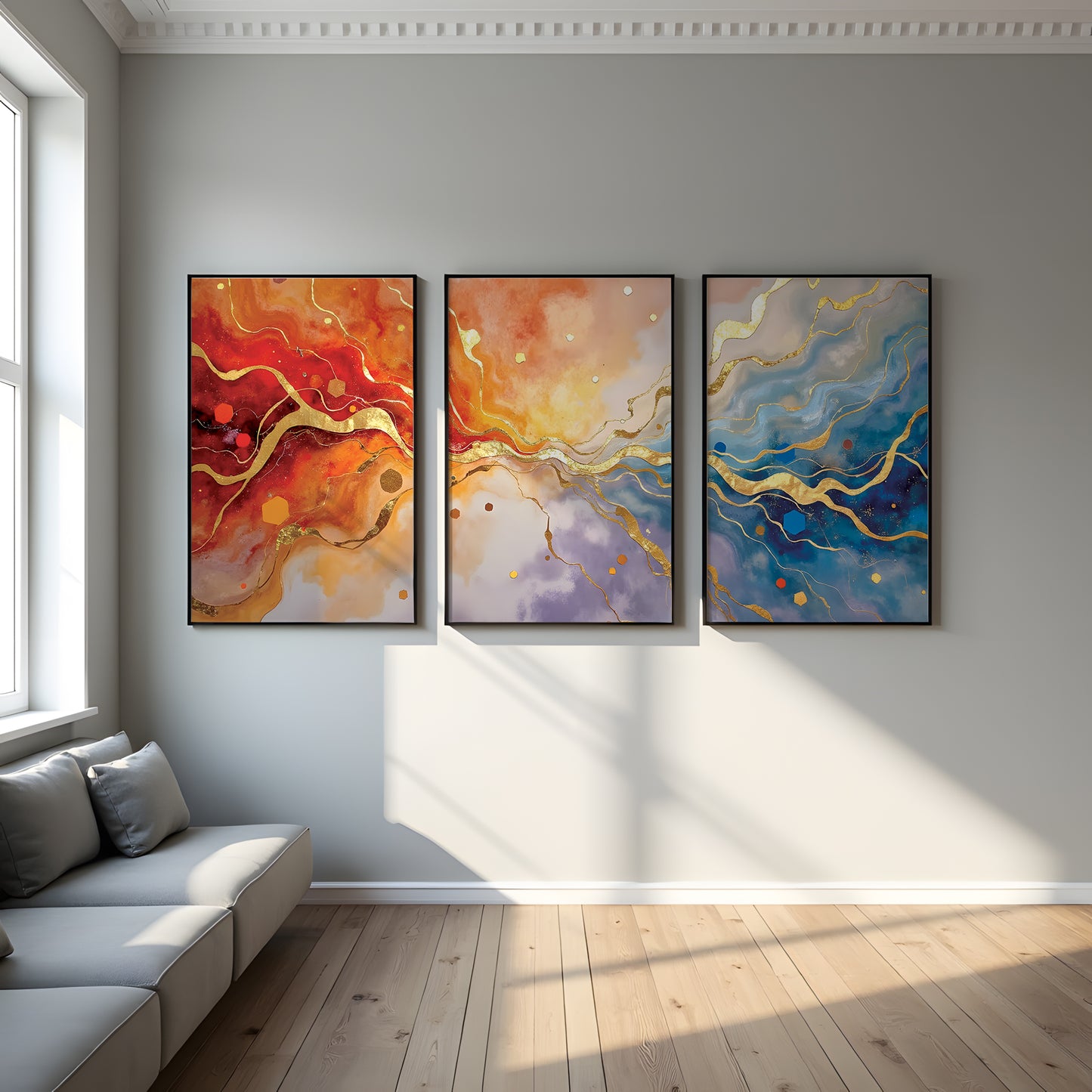 Buy 1 Get 1 FREE Triptych: Resin Splash Triptych | FREE Moon-Light Triptych Included | Digital Download