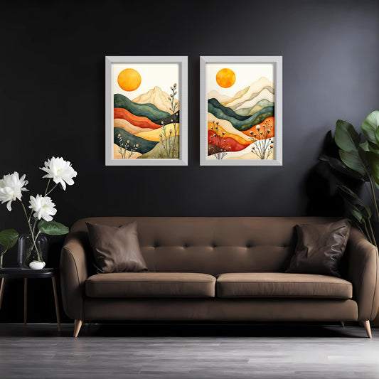 Boho Minimalist Watercolor Prints – 6 Digital Wall Art Downloads, Modern Neutral Decor