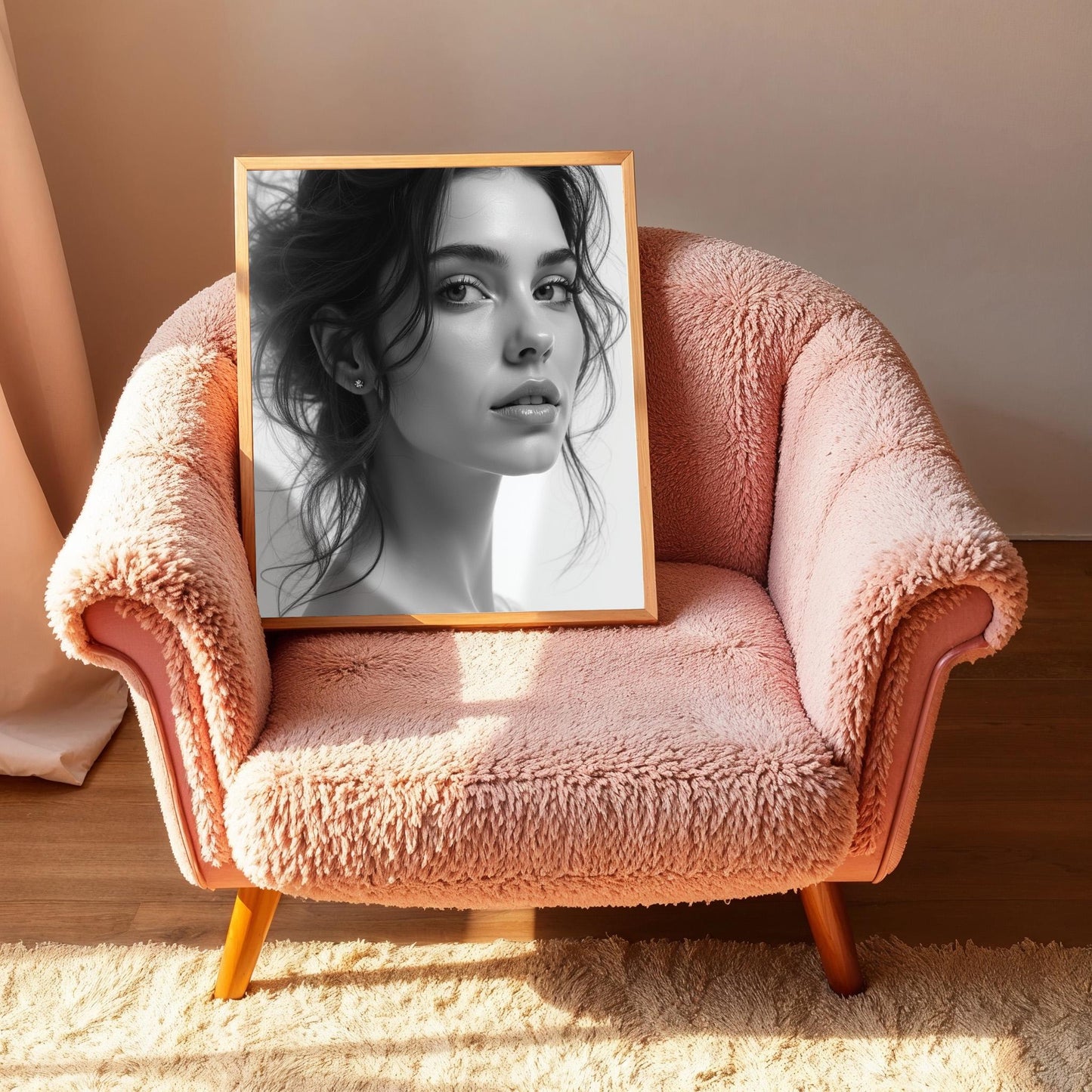 Beautiful Lady Portrait - Black and White | Digital Wall Art | Elegant Female Face | Printable Decor | B&W Aesthetic Art Download