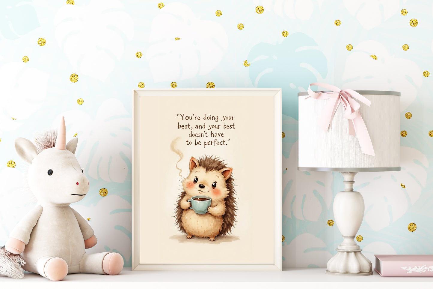 Cute Hedgehog Coffee Quote Wall Art | Printable Animal Art | Digital Download | Cozy Home Decor | High-Resolution JPG