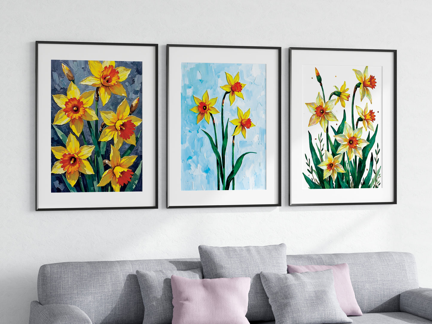 Bundle of 10 Daffodils Oil Paintings Digital Download | 24x36in Wall Art Prints | Floral Artwork for Living Room, Bedroom, Office Decor