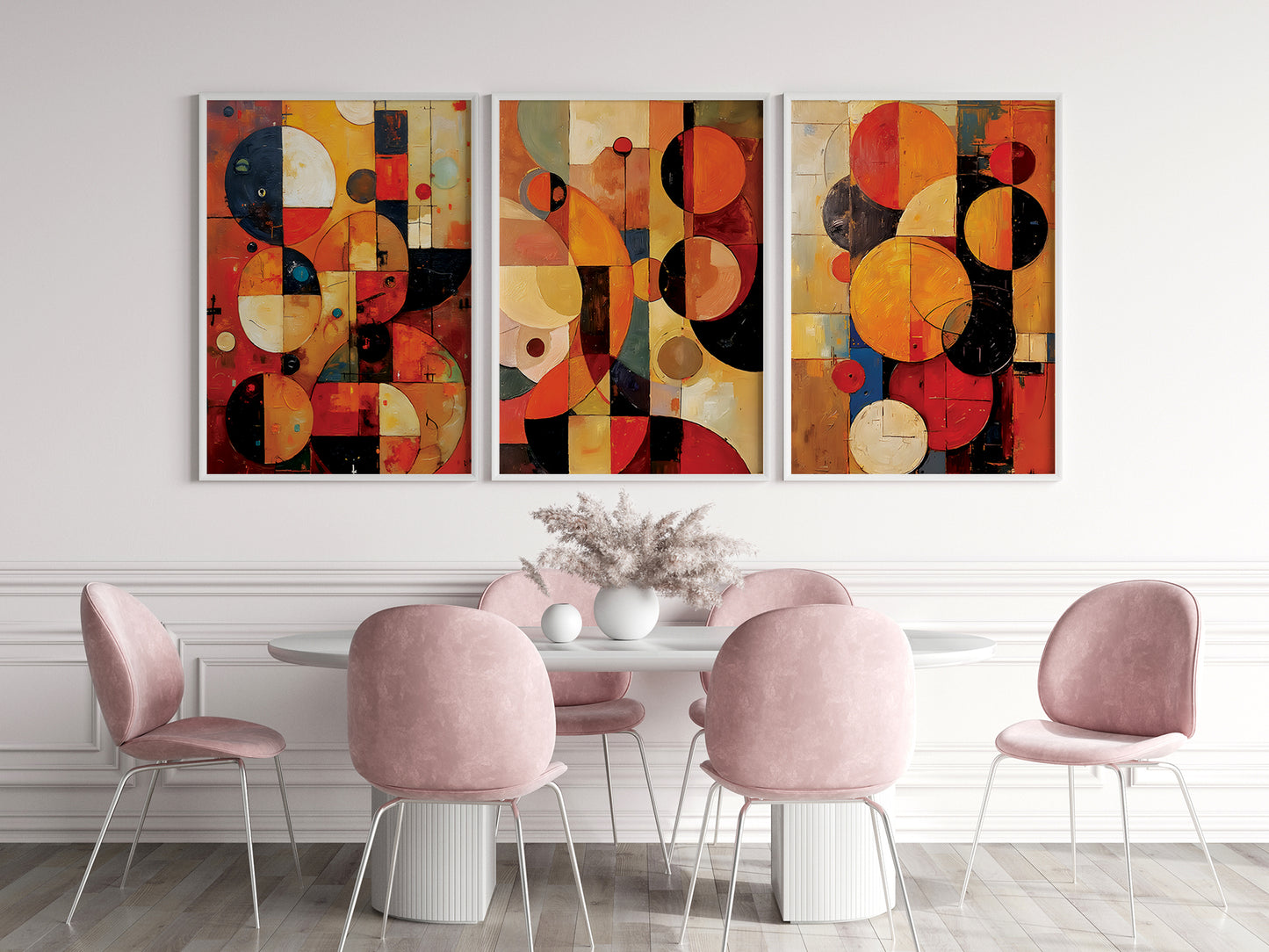 Boho Abstract Art Triptych Oil Painting Set (Digital Download)