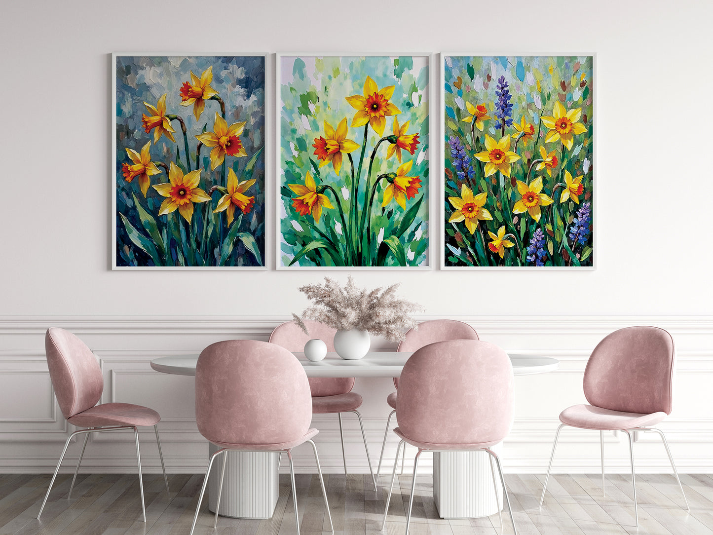 Bundle of 10 Daffodils Oil Paintings Digital Download | 24x36in Wall Art Prints | Floral Artwork for Living Room, Bedroom, Office Decor