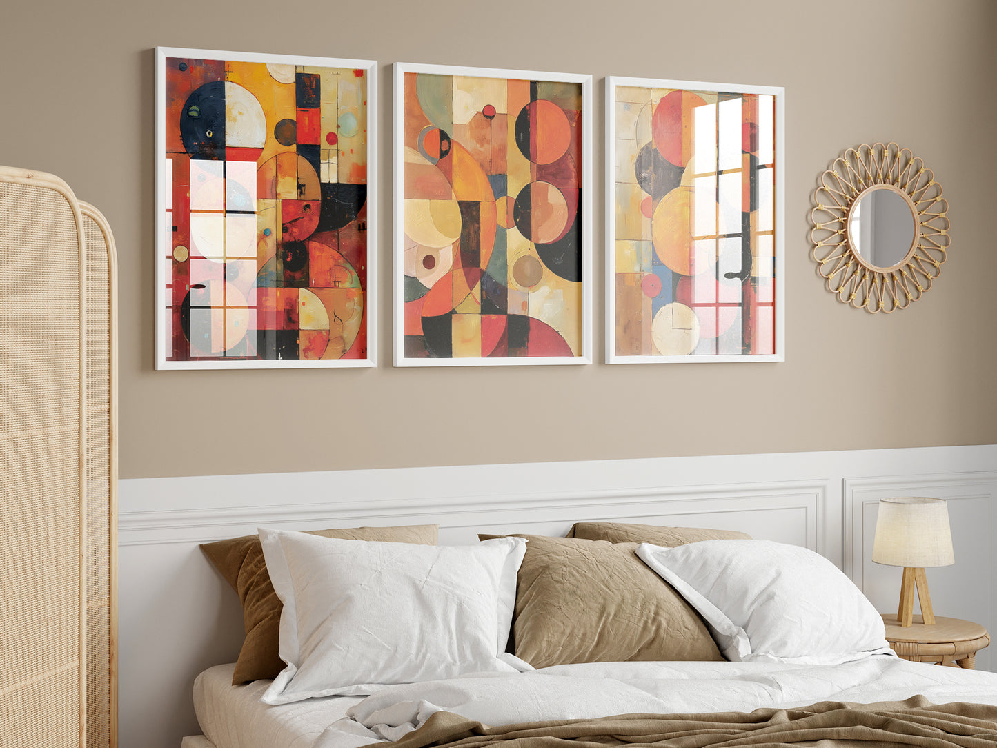 Boho Abstract Art Triptych Oil Painting Set (Digital Download)