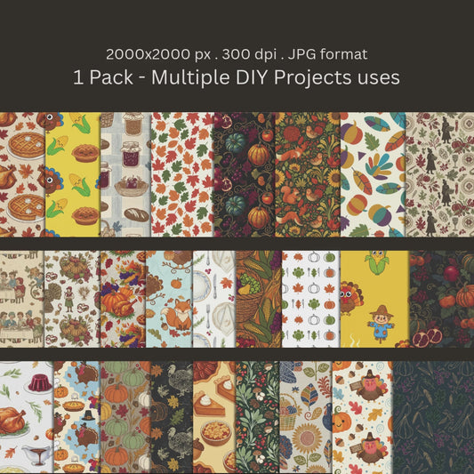26 Thanksgiving Seamless Patterns (Digital Download)