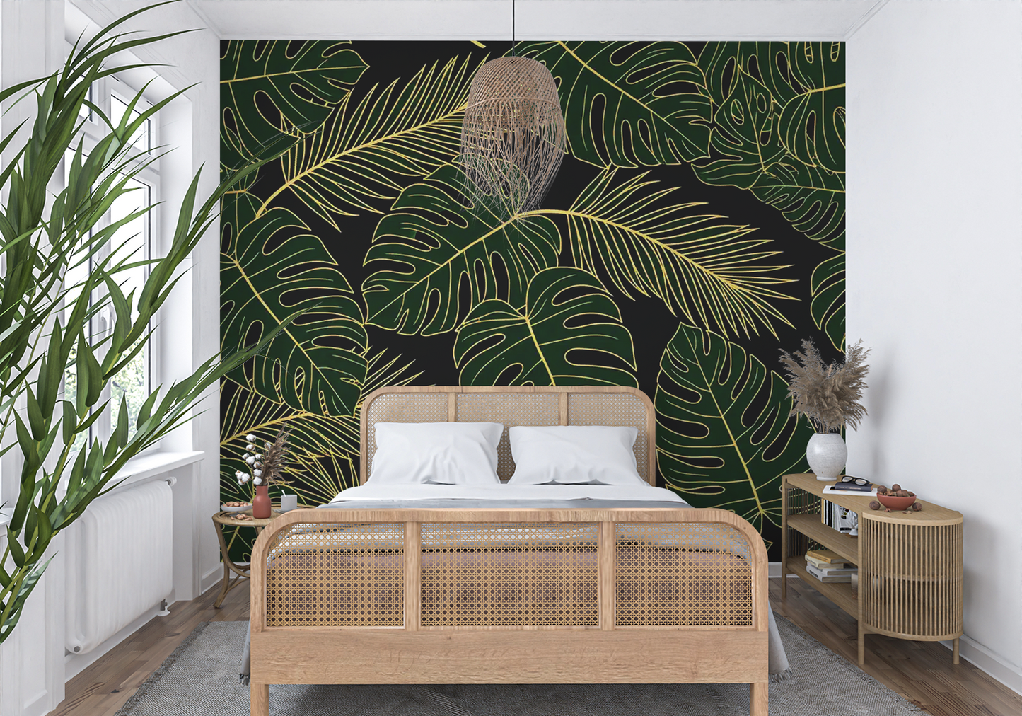 Luxury Monstera Seamless Pattern | Emerald Green & Gold Foil Tropical Leaves | Digital Download for Wallpaper, Fabric, Gifts