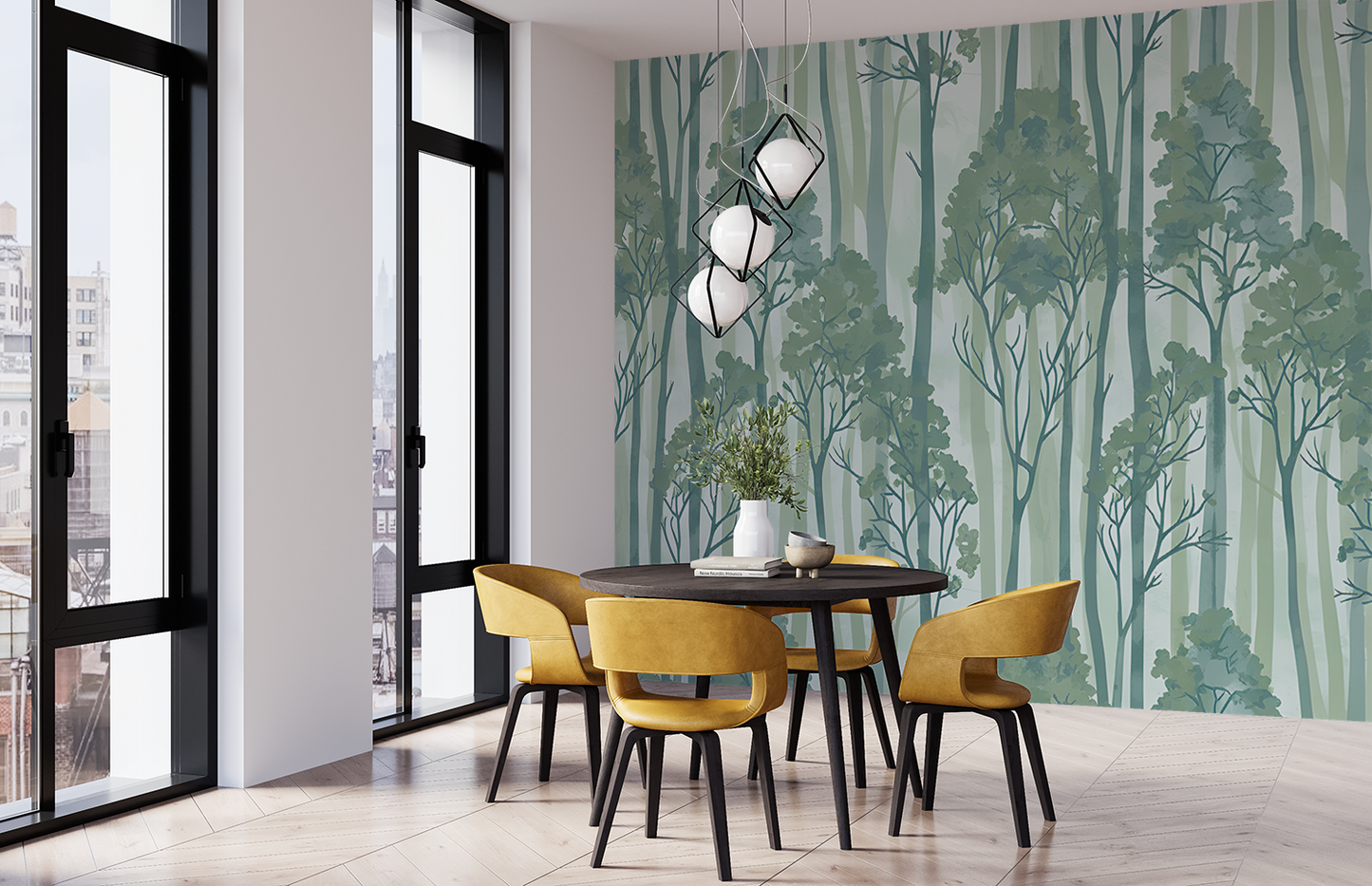 Seamless Sage Green Forest Trees Pattern | Boho Digital Art Download for Wallpaper, Fabric, Gifts & Crafts