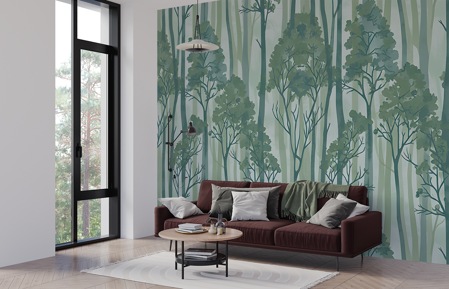 Seamless Sage Green Forest Trees Pattern | Boho Digital Art Download for Wallpaper, Fabric, Gifts & Crafts